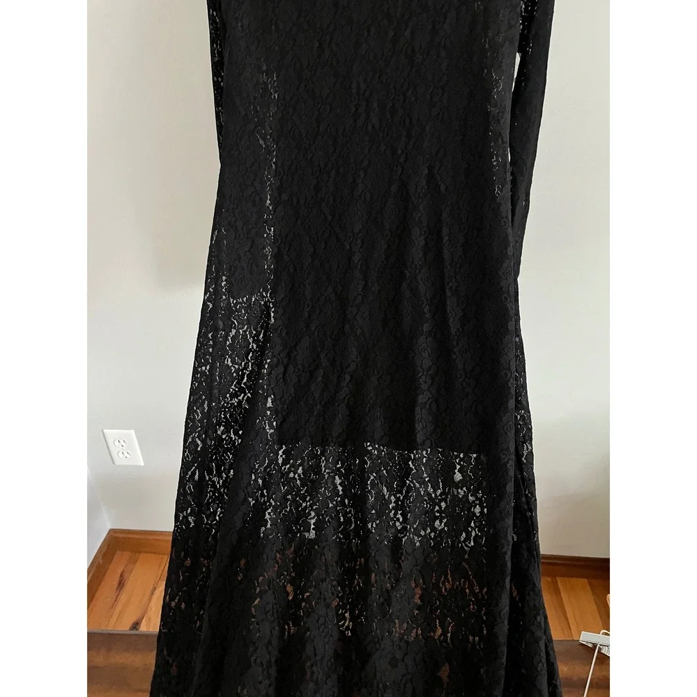 Abercrombie & Fitch Lace Black Bodycon Long Sleeve Maxi Dress Size Medium‎